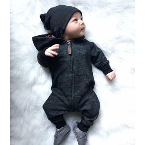 Infant Baby Boy Clothes Long Sleeve Zipper Romper Newborn Jumpsuit Kid Hooded Kids Sweater Outfit