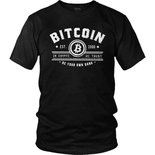 Grunge Bitcoin In Crypto We Trust BTC Tshirt Men Novelty Tees Top 100% Cotton T Shirts Short Sleeve Blockchain T-shirt Gift Idea