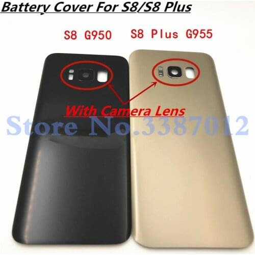 For Samsung Galaxy S8 G950 / S8 Plus G955 Back Battery Cover Door Rear Glass Housing Case Battery Cover With Camera Lens