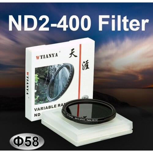 WTIANYA 58mm ND2-400 Fader Variable Neutral Density ND Filter 58 mm for DSLR Camera Adjustable ND2 ND4 ND8 to ND400