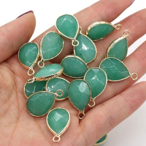 Natural Malaysian Jad Pendant Section Water Drop Shape Stone Pendant for Jewelry Making DIY Necklace Size 14x23mm