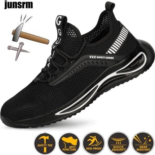 Lightweight work shoes summer breathable safety shoes steel-toed shoes anti-piercing sports soft womens work boots non-slip