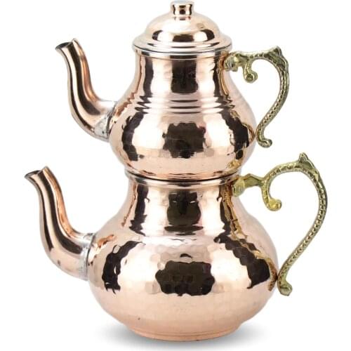 Small Copper Teapot With Tattoo (3-4 People),tea Brewing Set For 3-4 People (399) Hard Plastic In Embers Handy Made In Turkey