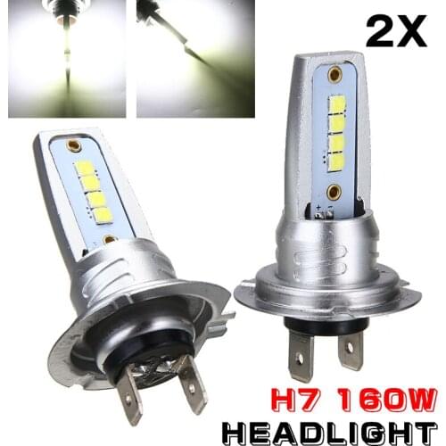 Mayitr 2pcs H7 160W 8 SMD LED Headlight 6000K Canbus Error Free Daytime Running Signal Lamp Fog Light Bulbs for Car Lighting