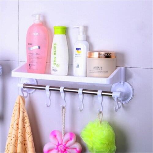 Multifunctional Single Pole Hook Rack Double Suction Towel Rack Hanging Shelves Hook Holders Lock Type Sucker Hook For Bathroom