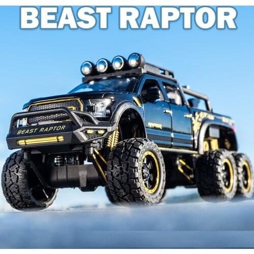 1:28 FORD F150 Alloy Car Model Simulation Off Road Vehicle Children Toy Car With Small Motobike Diecasts & Toy Vehicles Gifts