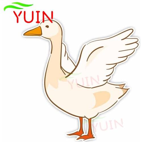 Fashion Cute Cartoon Car Sticker Interesting Wings Spread White Goose Animal Decal PVC Decoration Accessories Decals 14*14cm