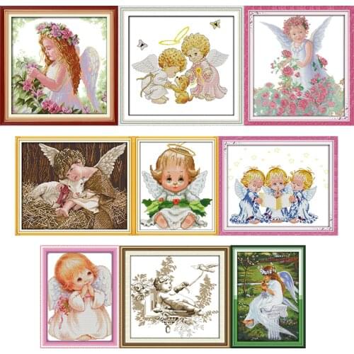 Little Angel Series Cross Stitch kit DIY Handmade Needlework 14ct Counted Printed Canvas 11ct Fabric Stitching Embroidery Crafts