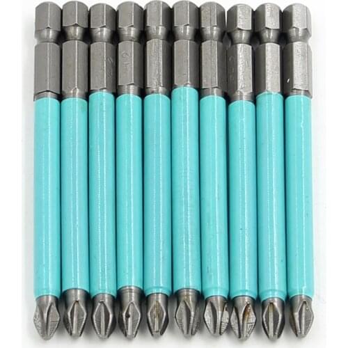 10pcs Bits Set S2 Steel PH2 90mm Screwdriver bit Head Set Torx Hex Tri-Wing Spanner Cross-head Bits non-slip set