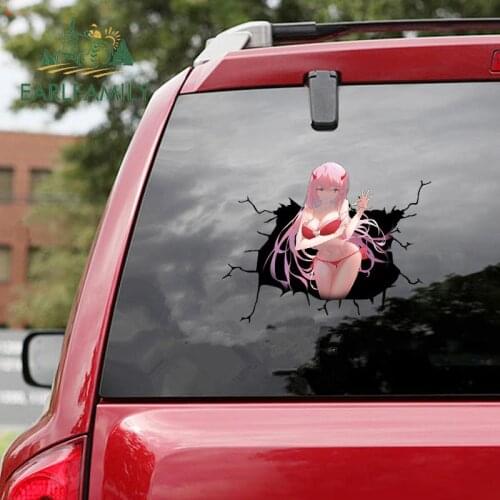 EARLFAMILY 13cm x 11.4cm for Zero Two Car Stickers Vinyl Car Wrap Decal Surfboard Windows Motorcycle Trunk Occlusion Scratch