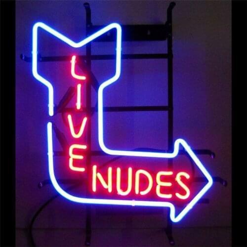 NEON SIGN For LIVE NUDES SIGN Signboard REAL GLASS BEER BAR PUB display christmas Light Signs 17*14"