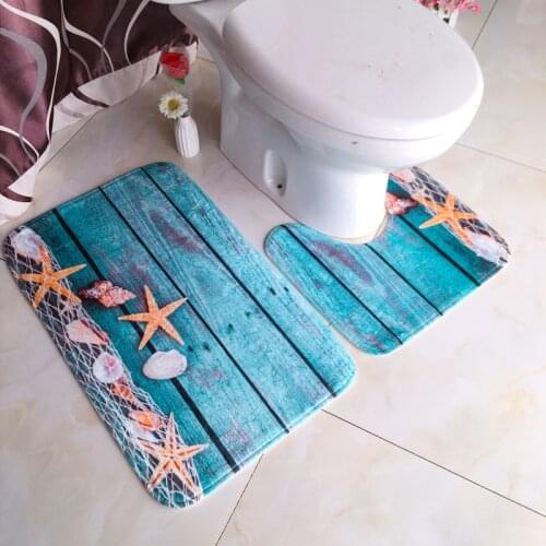 Modern Style Non-slip Mat Two Piece Bathroom Mat Lovely Design Environmental Protection Material Attractive Not Easy To Fade