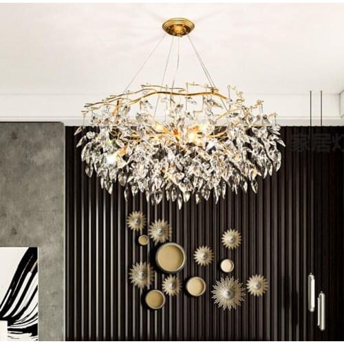 Nordic Luxury Gold Crystal Chandelier Lighting Modern Bedroom Decoration Ceiling Chandelier Loft Hanging Lamps for Living Room