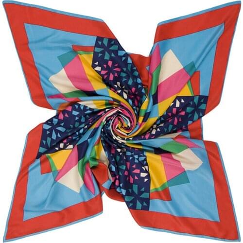 New 100% Silk Scarf Luxury Brand Geometric Neckerchief Large Headscarf Square Scarves Lady Foulard Female Bandana 100*100CM