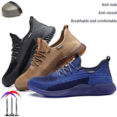 New mens and womens lightweight anti-smashing, anti-piercing and wear-resistant safety shoes, breathable protective shoes