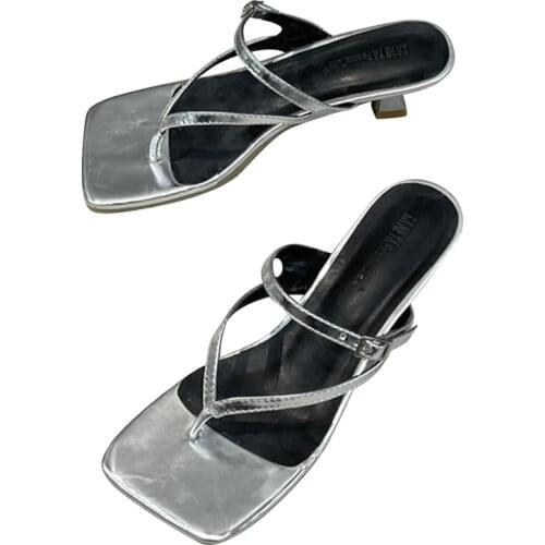 New Women Slippers Slides Square Toe low Heel Sandal Shoes Ladies Summer sandals Outdoor shoes Beach Flip Flops Slides Shoes