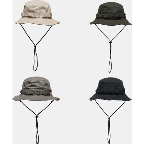 Outdoor Sun Shade Summer Breathable Fisherman Hat Folding Tourist Camping Drawstring Fishing Cap