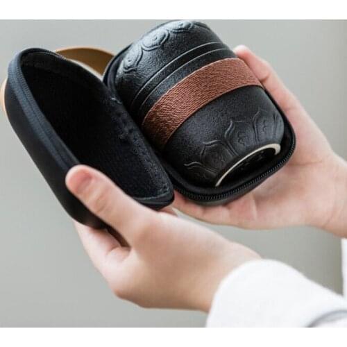 Customize Chinese Kung Fu Tea Set Ceramic Portable Teapot Set Outdoor Travel Gaiwan Tea Cups of Tea Ceremony Teacup Fine Gifts