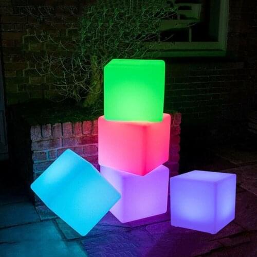 10/20/30CM Rechargeable LED Light Cube Stool Waterproof with Remote Control Magic RGB Color Changing Side Table Lamp For Party