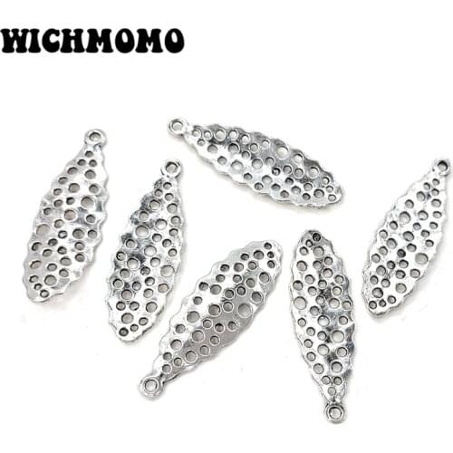 New Fashion 10pcs/lot 39*13MM Retro Plated Zinc Alloy Holes Leaves Feather Charms Pendants for DIY Jewelry Accessories