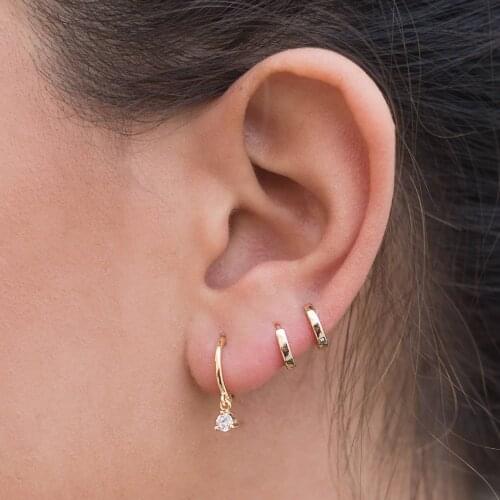 Simple minimal delicate dainty minimalist jewelry wholesale polished small huggie hoop without stone simple girl jewelry earring