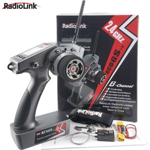 RadioLink RC6GS 2.4G 6CH RC Car Controller Transmitter+R6FG/R7FG Receiver With Gyro For RC Car Truck Wltoys Boat Toys