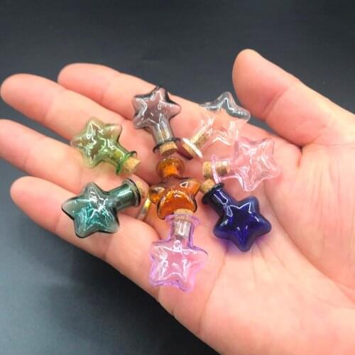 Mix Color Mini Glass Bottles Star Shape Floating Bottles With Cork Bottle Gift tiny Jars DIY Vial Pendant Wedding Decor 1000pcs