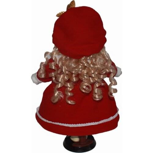 30cm Lifelike Porcelain Girl Doll in Red Plaid Dress, Hat with Stand Kit #2