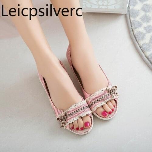 Womens Sandals summer New Casual Fish mouth Open toe Color matching butterfly Knot flat Womens shoes plus size 34-43