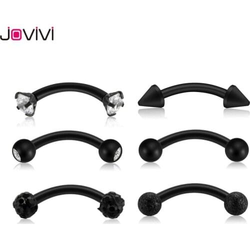 Jovivi Stainless Steel Rook Daith Earrings Belly Lip Ring Eyebrow Studs Cartilage Tragus Cubic Zirconia Barbell Body Piercing