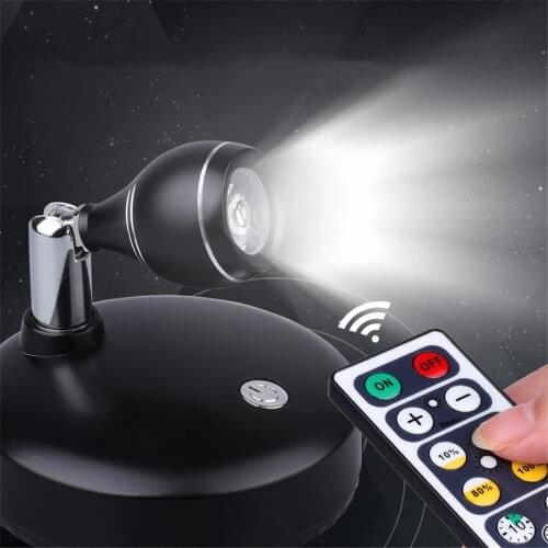 Battery Powered Led Spotlight & Remote Controller 350 Degrees Rotate Night Lamp for Closet,Wardrobe Dimmable
