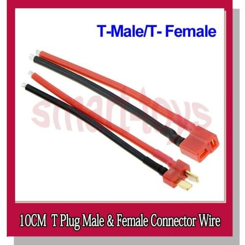 T-Male / T- Female Plug Connector Battery Charging Line Silicone Wire With 10 CM 14AWG