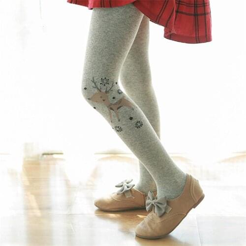 Christmas Deer Kids Girls Tights Children Pantyhose Autumn Winter Thicken Cotton Tights for Girl Warm Cartoon for 3-12Y