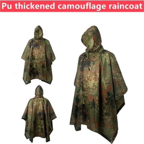 Outdoor Military Breathable Camouflage Poncho Jungle Tactical Raincoat Birdwatching Hiking Hunting Ghillie Suit Travel Rain Gear