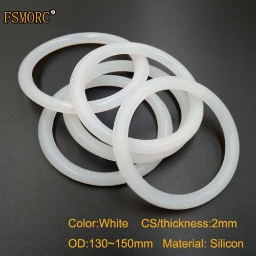 2mm Thickness white and red silicon o-rings OD 130 135 140 145 150 235mm Food Grade Rubber Sealing Rings no poison gasket