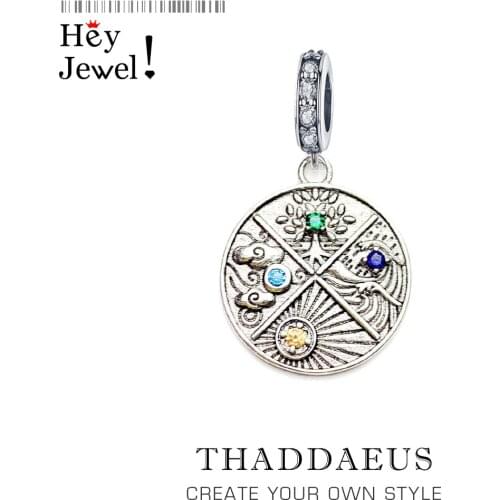 Earth, Water, Air, Fire Elements 925 Sterling Silver Dangle Charm Pendant Fit Bracelet Necklace Women Men 2021 Fine Jewelry