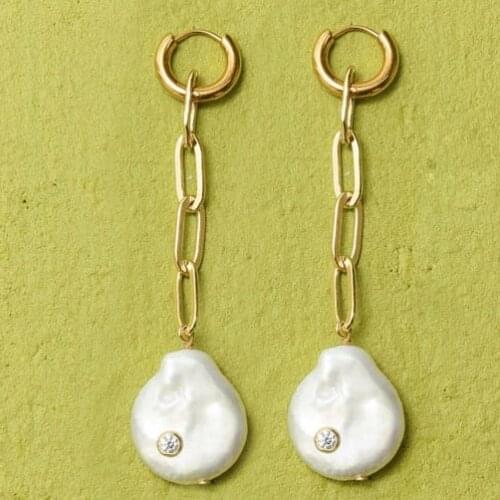 Brincos 2020 Fashion crystal frreshwater Pearl Earrings For Women Lover Geometric Drop Dangle Earring Korean Statement Jewelry