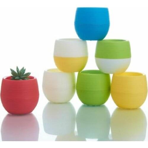 1Pcs Creative Eco-friendly Colourful Round Plastic Plant Flower Pot for Succulent Plants Flowerpot Garden Home Office Decor
