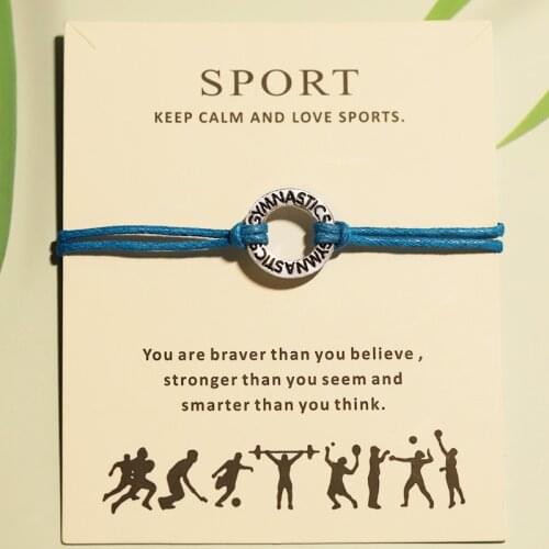 10PC Gymnast Statement Gymnastic Jewelry with Card Silver Plated Love Gymnsatics Charm Bracelets & Bangles for Women&Men Jewelry