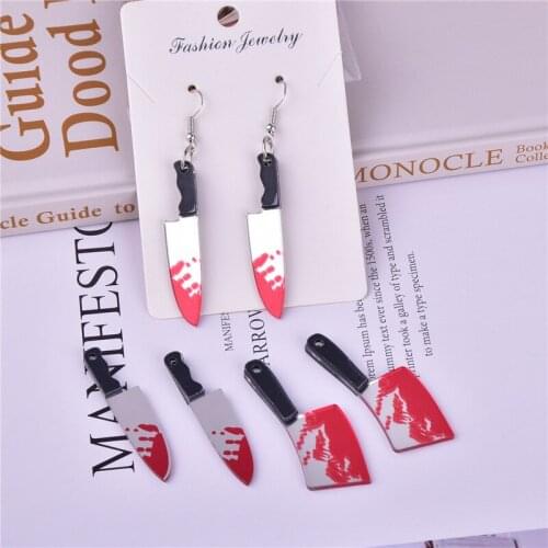 10pcs/pack Halloween Blood Knife Arcylic Charms Pendant for DIY Earring Keychain Jewelry Making