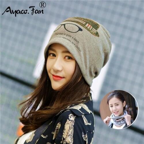 2 Use Cap Knitted Scarf & Winter Hats for Women New Glasses Beanies Female Ladies Casual Warm Skullies Girl Gorros Woman Beanies