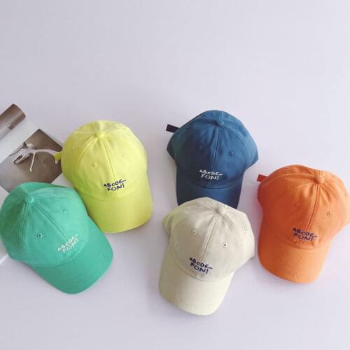2021 Summer New Arrival Girls Fashion Letter Candy Color Hats Kids Girls Simple Embroidered Hats