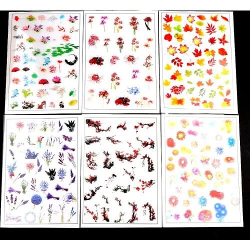 3 Sheets Maple Leaf Plum Flower Fireworks Transparent Sticker With Use Of Epoxy Mold Phone Case Making Jewelry Tool Filling