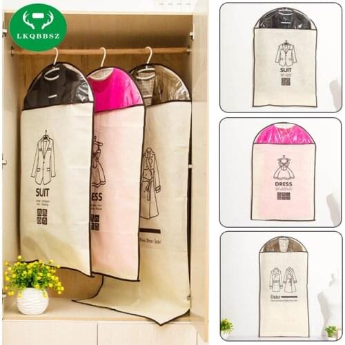 Clothes Storage Bags Clothes Dustproof Cover Coat Garment Suit Cover Hanger Protector Travel Storage Organizer Case 3pc lot