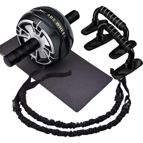 4-in-1 Ab Roller Wheel with Push Up Bars Resistance Bands and Knee Pad Fitness Home Gyms Workout Equipment