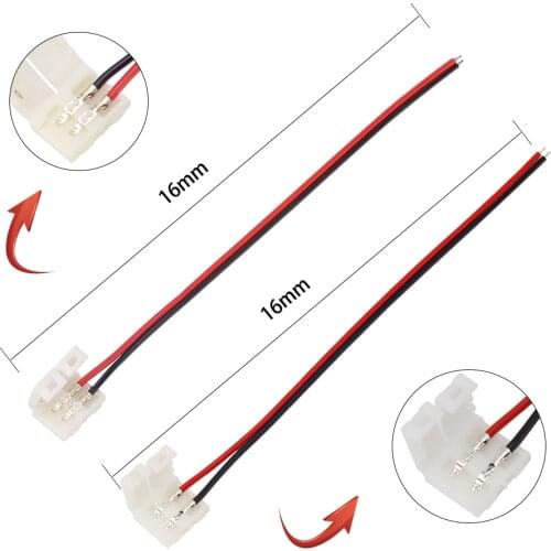 5PCS 8mm/10mm 2pin Single/Dual End Solderless Cover Free Welding Connector Cable/Wire for 5050/5630/5730/3528 LED Strip