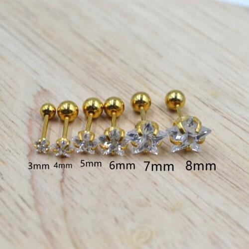 50pcs Body Jewelry Piercing - Gold Thin Bar 20G~0.8mm Star CZ Gems Earring Ear Helix Bar Lobe Cartilage Tragus Diath Studs