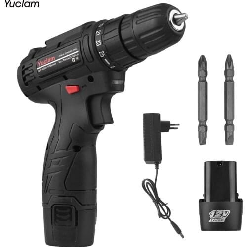12V Cordless Screwdriver Electric Screwdriver Two-Speed Rechargeable Drill with 25+1 Torque 3/8 Inch Chuck 50Nm Power Driver