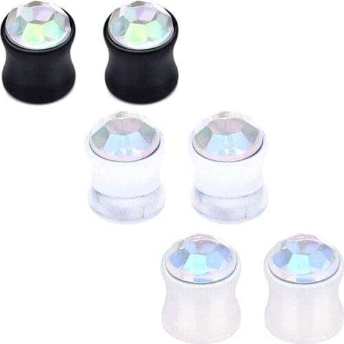 Acrylic Ear Plugs 6-16mm Gauges for Ears CZ Ear Tunnels Expander Plugs Stretcher 3 Pairs