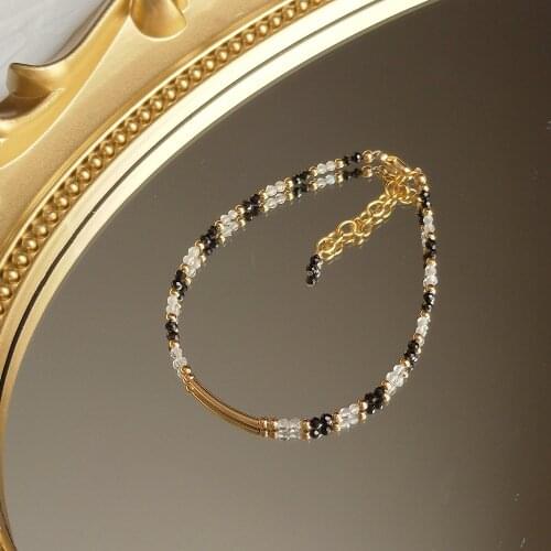 Lii Ji Labradorite Black Spinel Clear Quartz 14K Gold Filled Bracelet 17+3cm Fashion Fine Bracelet For Gift